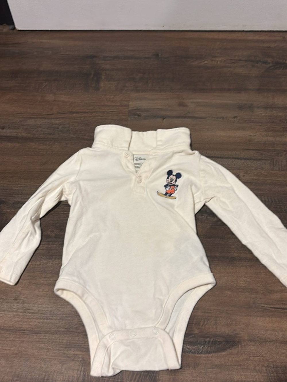 GAP Cream Long-Sleeve Mickey Mouse Polo One-Piece